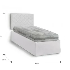 Letti Singoli|Camera Da Letto > Dmora Letto singolo 80x190cm materasso incluso - Ascra Bianco