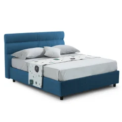 Letti Contenitore|Letti Singoli > Dmora Letto Singolo Materasso Incluso Sfoderabile, Contenitore Made in Italy - Adalpina Blu