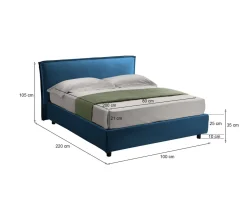 Letto Singolo blu Materasso Incluso Sfoderabile, Contenitore Made in Italy - Atrelmo