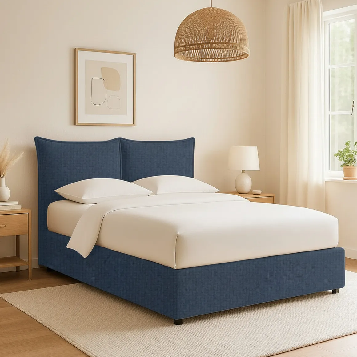 Letti Contenitore|Letti Singoli > Dmora Letto Singolo Sfoderabile Contenitore, Dimensione Materasso 90x190 cm - Sinio Blu