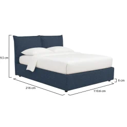 Letti Contenitore|Letti Singoli > Dmora Letto Singolo Sfoderabile Contenitore, Dimensione Materasso 90x190 cm - Sinio Blu