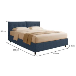 Letti Contenitore|Letti Singoli > Dmora Letto Singolo Sfoderabile Contenitore, Dimensione Materasso 90x190 cm - Supino Blu