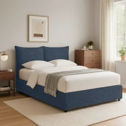 Letti Contenitore|Letti Singoli > Dmora Letto Singolo Sfoderabile Contenitore, Dimensione Materasso 90x200 cm - Maccagno Blu