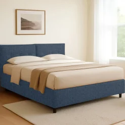 Letti Contenitore|Letti Singoli > Dmora Letto Singolo Sfoderabile Contenitore, Dimensione Materasso 90x200 cm - Oncino Blu