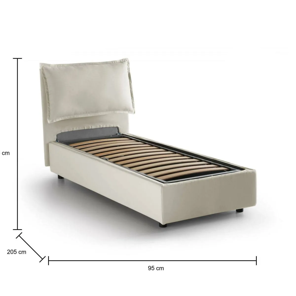 Letti Singoli|Letti Contenitore > Dmora Letto singolo con contenitore 95x205cm in legno - Alto Beige