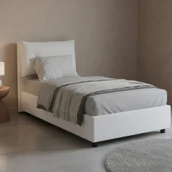 Letti Singoli|Letti Contenitore > Dmora Letto singolo con contenitore 95x205cm chic - Asio Bianco