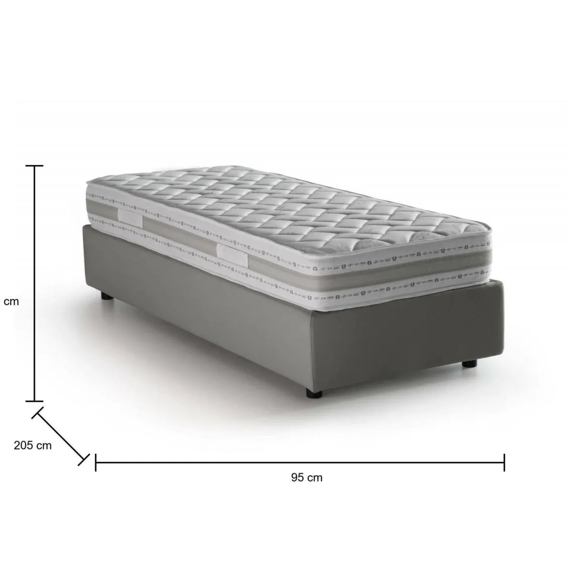 Letto singolo con contenitore grigio 95x205 - Agenta