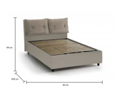 Letto singolo con contenitore tortora 95x205cm comodo - Anzi