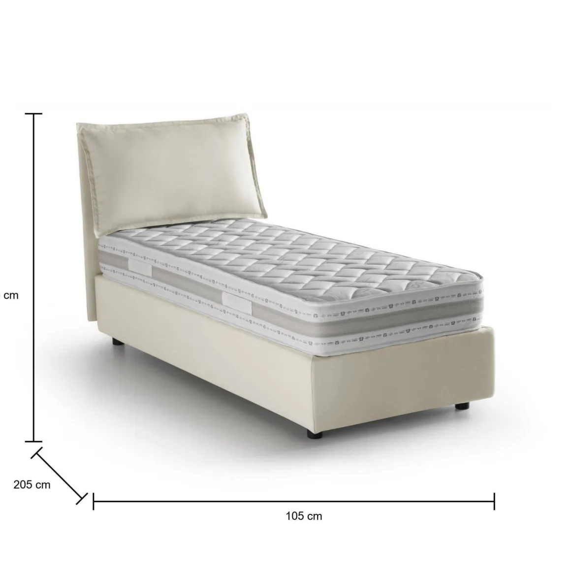 Letti Singoli|Letti Contenitore > Dmora Letto singolo contenitore 105x205cm rete inclusa - Ajan Beige