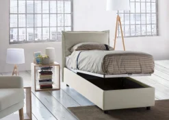 Letti Singoli|Letti Contenitore > Dmora Letto singolo contenitore 105x205cm rete inclusa - Ajan Beige