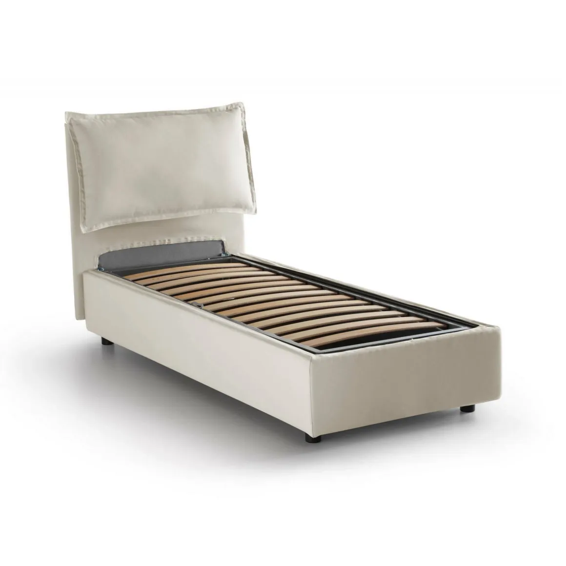Letto singolo contenitore beige 105x215cm in legno - Abroghat