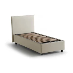 Letto singolo contenitore beige 105x215cm rivestimento in tessuto - Alder