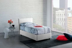 Letti Singoli|Camera Da Letto > Dmora Letto singolo contenitore 105x205cm sfoderabile - Aigor Bianco