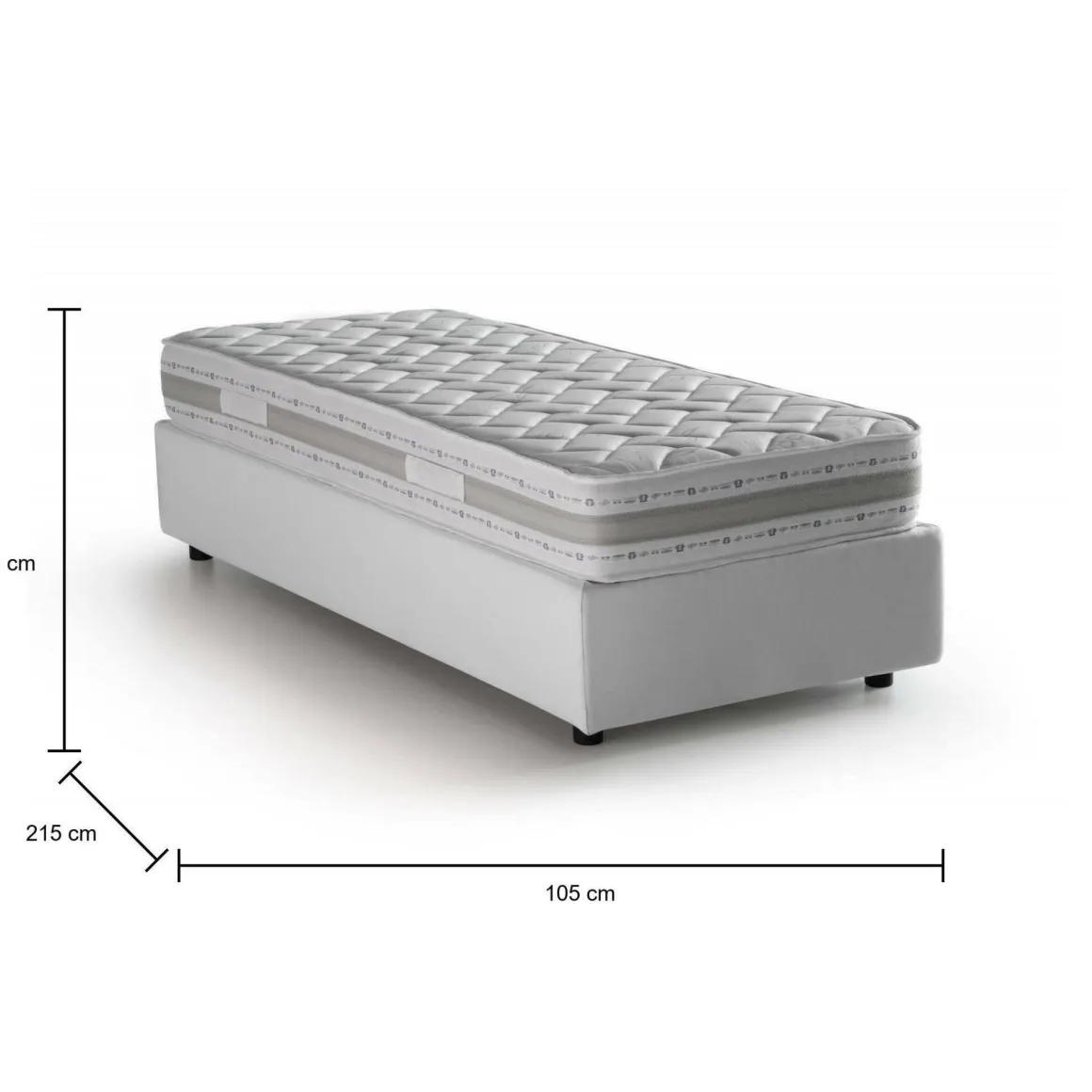 Letto singolo contenitore bianco 105x215cm materasso incluso - Aribal