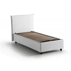 Letti Singoli|Letti Contenitore > Dmora Letto singolo contenitore 95x205cm adatto per materasso 80x190 cm - Alarita Bianco