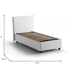 Letti Singoli|Letti Contenitore > Dmora Letto singolo contenitore 95x205cm adatto per materasso 80x190 cm - Alarita Bianco