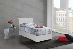 Letti Singoli|Letti Contenitore > Dmora Letto singolo contenitore 95x205cm comodo - Arcisate Bianco