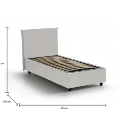 Letti Singoli|Letti Contenitore > Dmora Letto singolo contenitore 95x205cm comodo - Arcisate Bianco