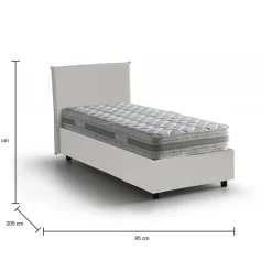 Letti Singoli|Letti Contenitore > Dmora Letto singolo contenitore 95x205cm elegante - Anzi Bianco