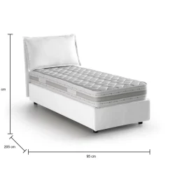 Letti Singoli|Letti Contenitore > Dmora Letto singolo contenitore 95x205cm in legno - Alto Bianco
