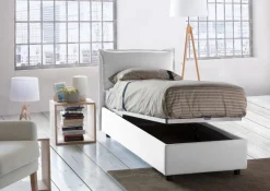 Letti Singoli|Letti Contenitore > Dmora Letto singolo contenitore 95x205cm in legno - Alto Bianco