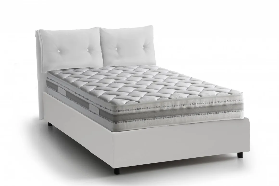 Letto singolo contenitore bianco 95x205cm moderno - Ildegarda