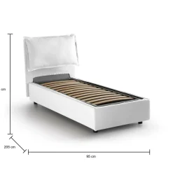 Letti Singoli|Letti Contenitore > Dmora Letto singolo contenitore 95x205cm stabile - Ermanna Bianco