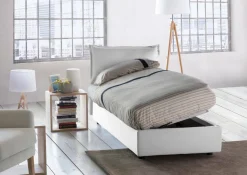 Letti Singoli|Letti Contenitore > Dmora Letto singolo contenitore 95x205cm stabile - Ermanna Bianco