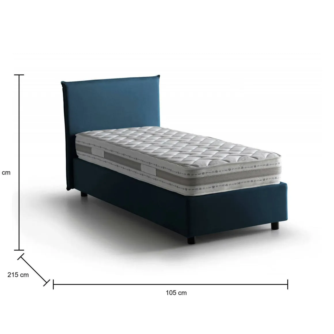 Letti Singoli|Letti Contenitore > Dmora Letto singolo contenitore 105x215cm rete inclusa - Acetico Blu