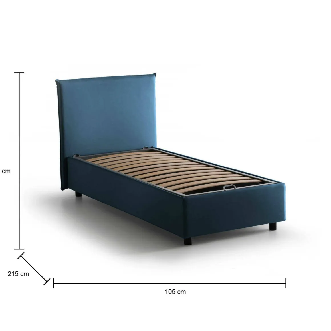 Letto singolo contenitore blu 105x215cm sfoderabile - Alder