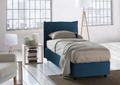 Letti Singoli|Letti Contenitore > Dmora Letto singolo contenitore 95x205cm rivestito in tessuto - Adoxa Blu