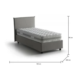Letto singolo contenitore grigio 105x205cm materasso incluso - Arminius