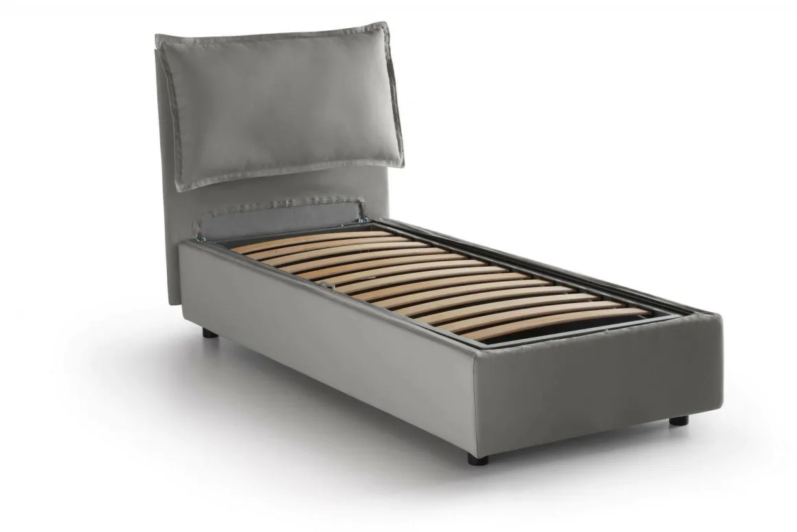 Letto singolo contenitore grigio 105x215cm in legno - Arzon