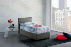 Letti Singoli|Camera Da Letto > Dmora Letto singolo contenitore 95x205cm rivestito in tessuto - Alto Grigio