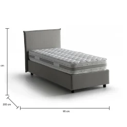 Letto singolo contenitore grigio 95x205cm adatto per materasso 190x80 cm - Astor