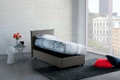Letto singolo contenitore grigio 95x205cm adatto per materasso 190x80 cm - Astor