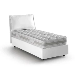 Letti Singoli|Letti Contenitore > Dmora Letto singolo contenitore panna 105x215cm materasso incluso - Arzon Bianco Panna