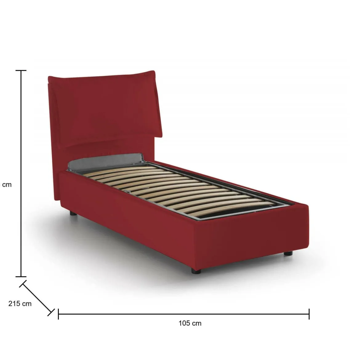 Letto singolo contenitore rosso 105x215cm rete inclusa - Abroghat
