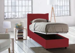 Letto singolo contenitore rosso 105x215cm rete inclusa - Abroghat