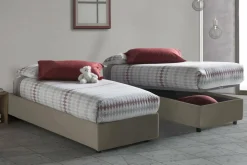 Letti Singoli|Letti Contenitore > Dmora Letto singolo contenitore tortora 105x205cm rivestimento in ecopelle - Angelina Grigio Tortora