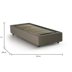 Letti Singoli|Letti Contenitore > Dmora Letto singolo contenitore tortora 105x205cm rivestimento in ecopelle - Angelina Grigio Tortora