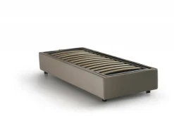 Letti Singoli|Letti Contenitore > Dmora Letto singolo contenitore tortora 105x215cm rivestimento in tessuto - Aribal Grigio Tortora
