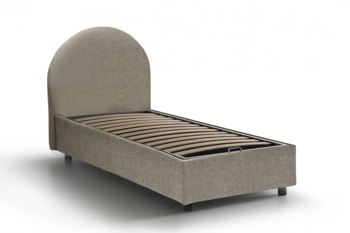 Letto singolo contenitore tortora 95x205cm adatto per materasso 190x80 cm - Amantea