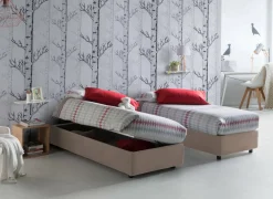 Letto singolo contenitore tortora 95x205cm in legno - Adoxa