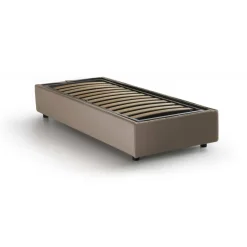 Letto singolo contenitore tortora 95x205cm in legno - Adoxa