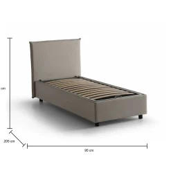 Letto singolo contenitore tortora 95x205cm sfoderabile - Argentino