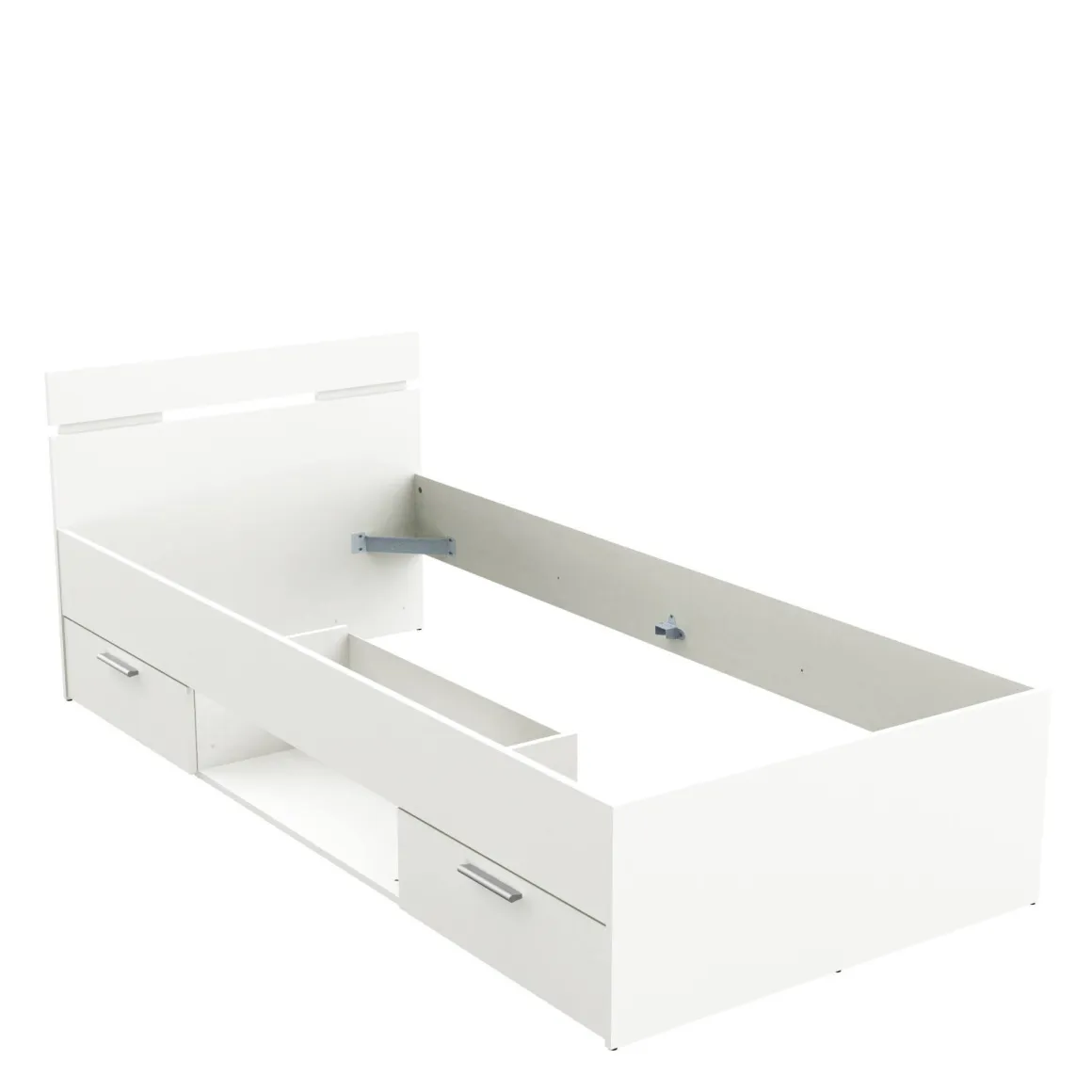 Letto singolo economico bianco opaco 94x204cm adatto per materasso 200x90 cm - Zone