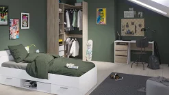 Letto singolo economico bianco opaco 94x204cm adatto per materasso 200x90 cm - Zone