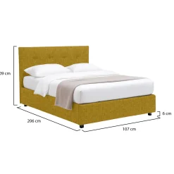 Letti Contenitore|Letti Singoli > Dmora Letto Singolo Sfoderabile Contenitore, Dimensione Materasso 90x190 cm - Fiumalbo Giallo Ocra