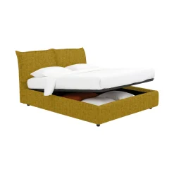 Letti Contenitore|Letti Singoli > Dmora Letto Singolo Sfoderabile Contenitore, Dimensione Materasso 90x190 cm - Sinio Giallo Ocra